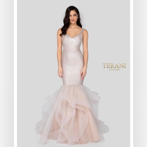 Terani Couture Pink and White Prom Dress - Picture 1 of 9